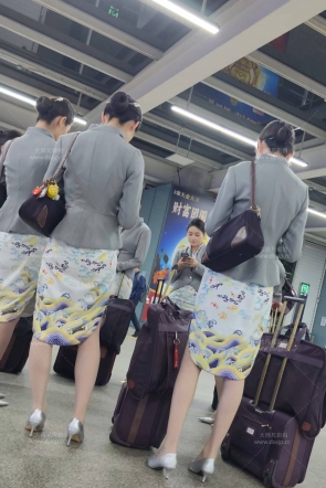 4k航站楼海航洲际乘务组一大波灰si高跟气质顶